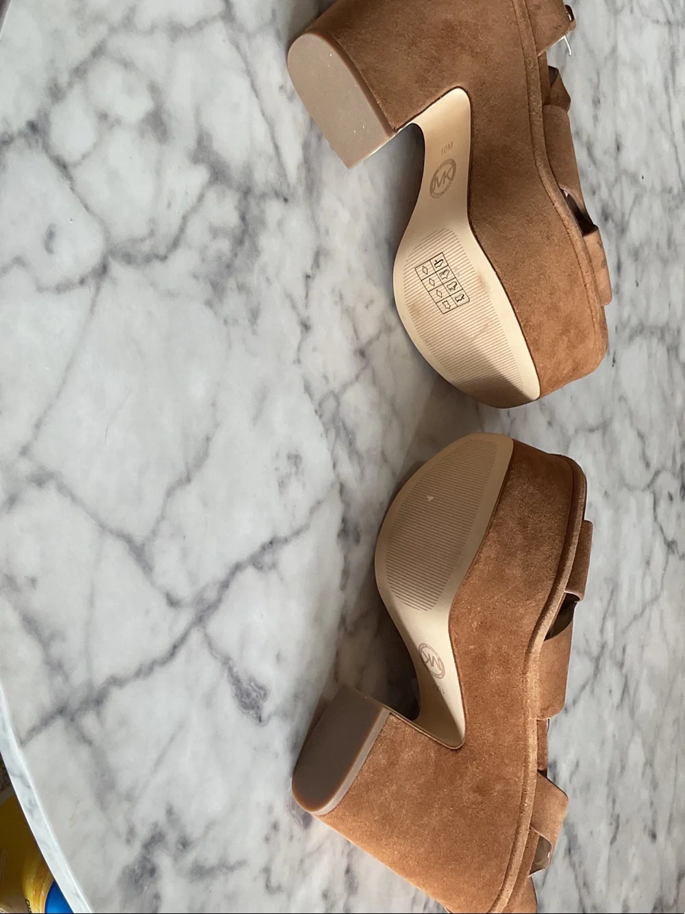 MICHAEL Michael Kors Tan Suede Platform Slingback Sandals